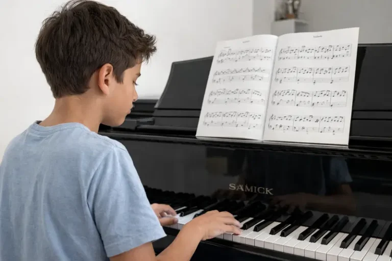 Jeune garçon au cours de piano
